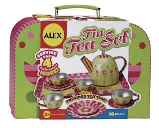 Alex pink and green tin tea set