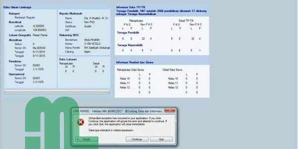 Error Emis : Data Type Mismatch in Criteria Expression