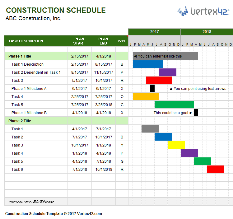 Construction Schedule Template - ENGINEERING MANAGEMENT