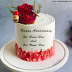 Happy Anniversary White And Red Cake With Name Of Couple