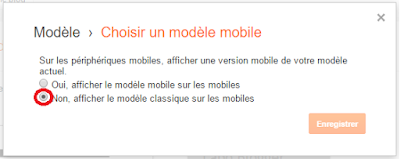 Désactiver le modèle d'un blog Blogger sur mobile