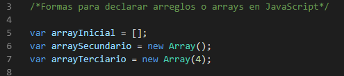 Creamos tres arreglos unidimensionales - Javascript