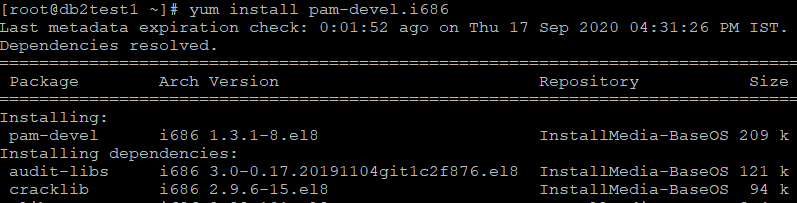 yum install pam-devel.i686