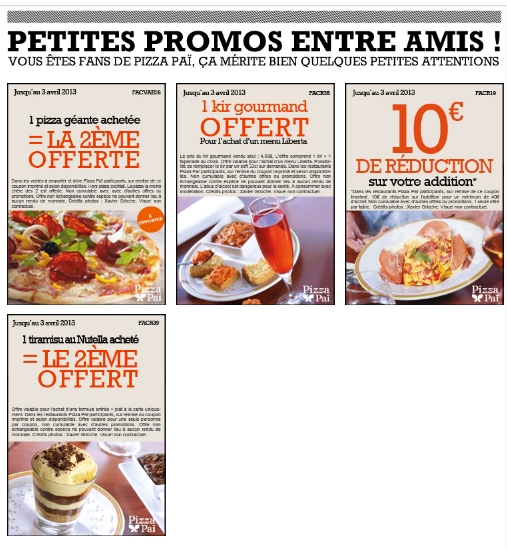 Promos Pizza Pai: 1 pizza géante achetée = la 2ème offerte ...