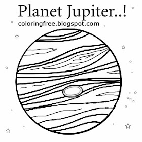 Instructive education kids space representation straightforward picture planet Jupiter coloring page