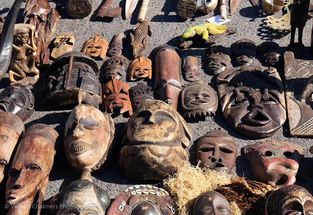 Masterfully crafted authentic African art - dramatic face masks to end the morning