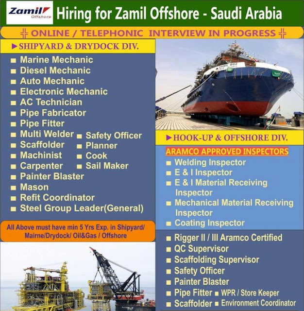 Zamil offshore job vacancy in Saudi Arabia - Large recruitment