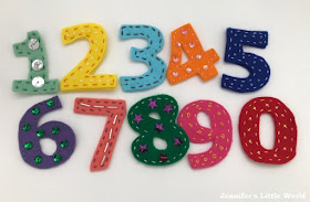 Hand embroidered felt numbers toy for children