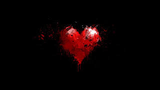 Minimalism Black Red Heart Paint Drop HD Love Wallpaper
