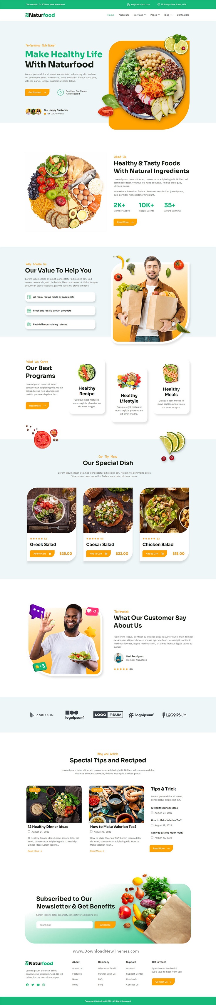 Download Healthy Food & Nutrition Specialist Elementor Template Kit