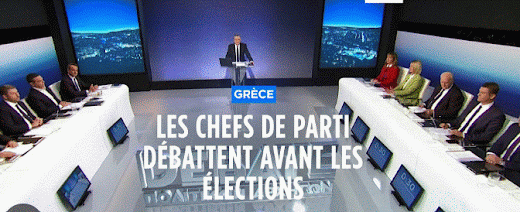 les dirigeants des principaux partis grecs qui participent à un débat télévisé