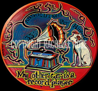 Painted LP vinyl record with a great dog.  Inspired by summer visions in my car.