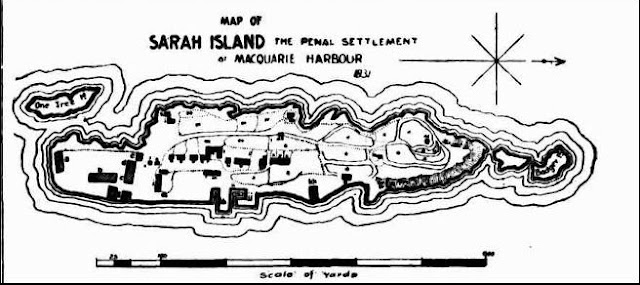 Map of Sarah Island - The Penal Settlement of Macquarie Harbour 1831