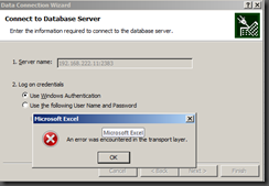 SSAS Error Se ha detectado un error a nivel de transporte