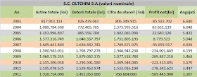 Indicatori de activitate ai Oltchim în valori nominale între 2003-2012