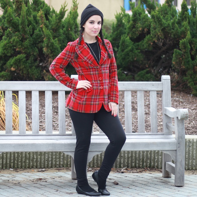 Red Plaid Velvet jacket