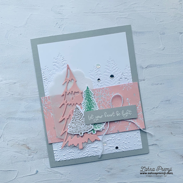 whimsy and wonder christmas card pink and gray