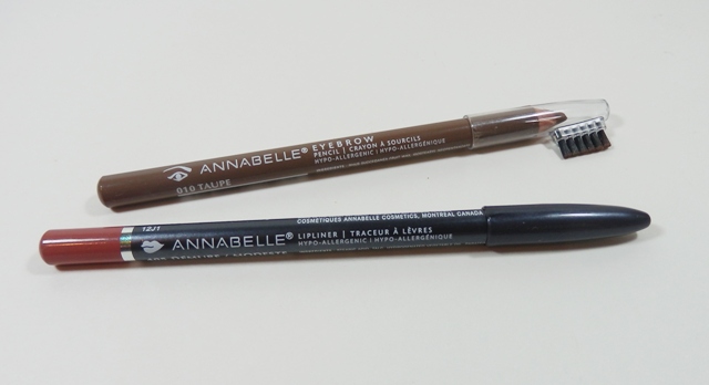 Annabelle eyebrow pencil in Taupe and lipliner in Demure