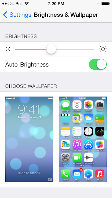 Wallpaper preview in Settings now shows iOS 7 lock screen instead of iOS 6, tweaked UI