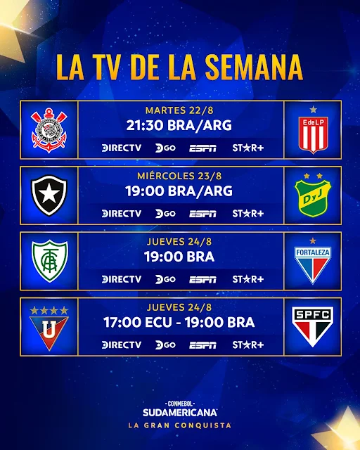 Fixture y Tv de los Partidos de Ida de Cuartos de Final de Copa Sudamericana
