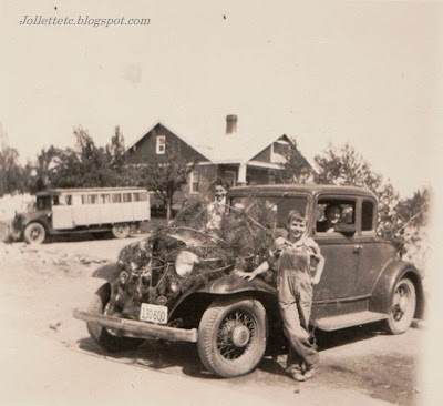 Unidentified boys and car in collection of Velma Davis Woodring