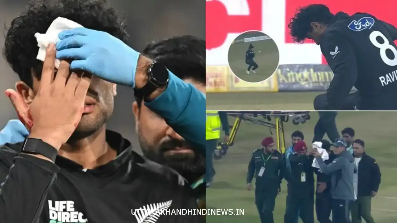New Zealand's star player Rachin Ravindra was hit by a ball which he could not see due to low lighting at the stadium.