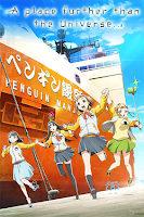 Four girls joyously running on the dock next to a very large ship with a bright blue sky behind