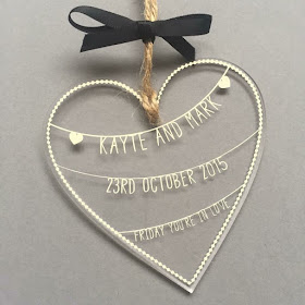 Vinyl decorated acrylic heart made by Designs By Danielle following Nadine Muir's papercut tutorial from Silhouette UK Blog