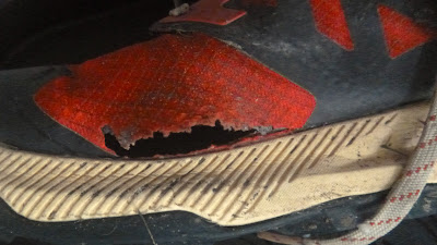 A hole in  Altra running shoes