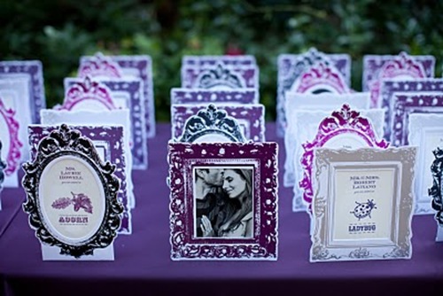 purple frame escort cards