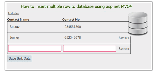 How to insert multiple row to database using asp.net MVC