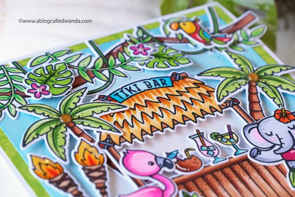 Sunny Studio Stamps: Tiki Time Tropical Scenes Card by Wanda Guess