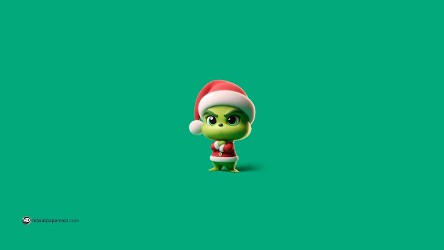 3D Cute Grinch with Christmas Hat HD Wallpaper