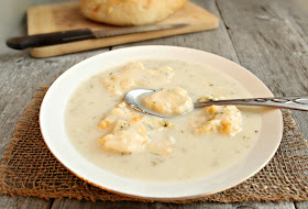 Cream of Chicken Soup with Cheddar and Herb Dumplings