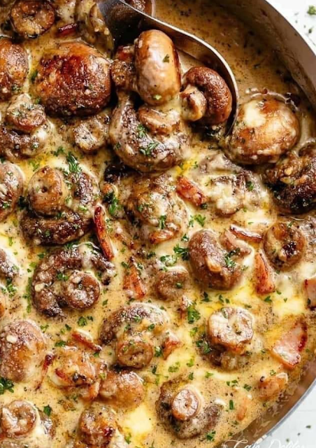Creamy Garlic Mushrooms & Bacon