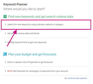 How to find topics in keyword planner