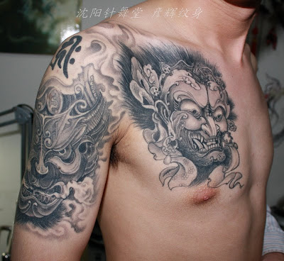 Dragon tattoo human head dragon body tattoo design on the shoulder