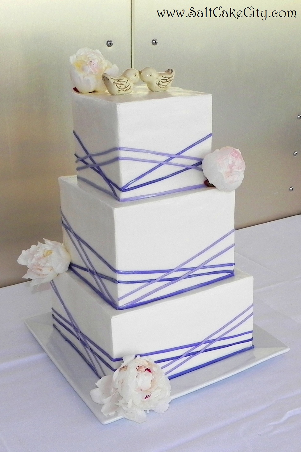 purple square wedding cake