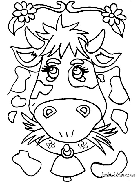 Cock And Hen Cow Coloring Page  Coloring Page  Animal Coloring Pages  Farm  Animal Coloring Pages 