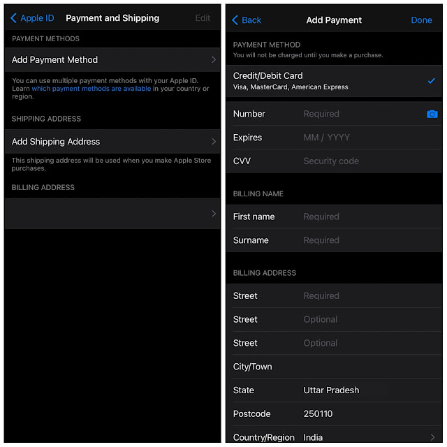 Add new payment method on iPhone