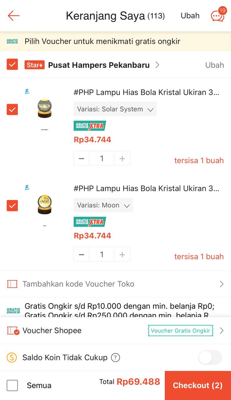 Periksa kembali produk di keranjang