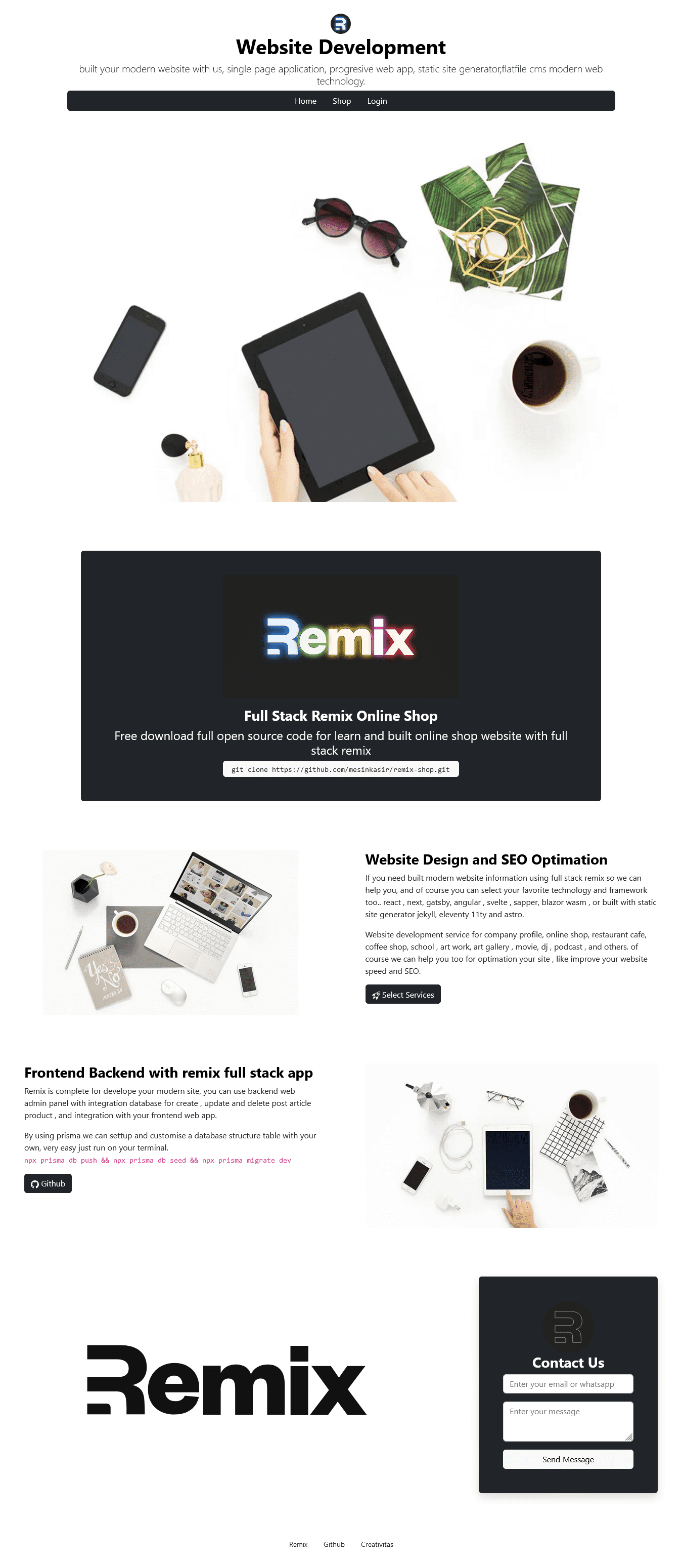 Full Stack Remix Shop Source code free download gratis