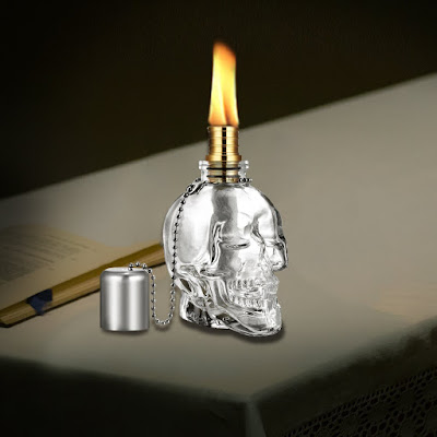 Glass Skull Tiki Light Torch, Outdoor Decoration Tabletop And Lantern