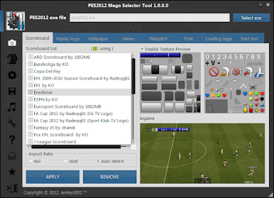 PES 2012 Mega Selector Tool version 1.05 by Jenkey1002