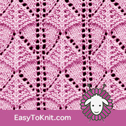 Eyelet Lace 25: Shell | Easy to knit #knittingstitches #knittingpatterns