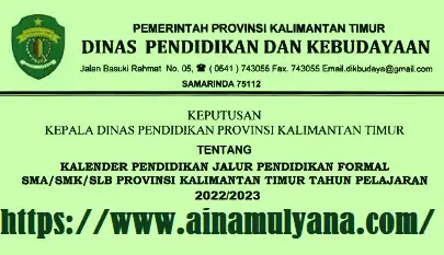 Kalender Pendidikan Provinsi Kalimantan Timur Tahun Pelajaran 2022/2023 Jenjang SMA SMK SLB