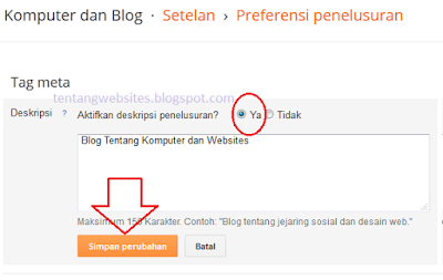 kolom deskripsi pada blog