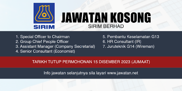 Jawatan Kosong SIRIM Berhad 2023