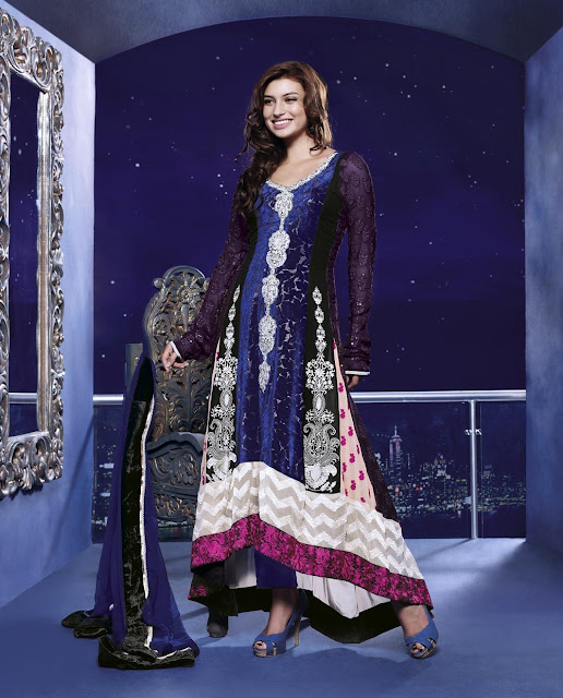 Majesty Deep Blue & Eggplant Salwar Kameez