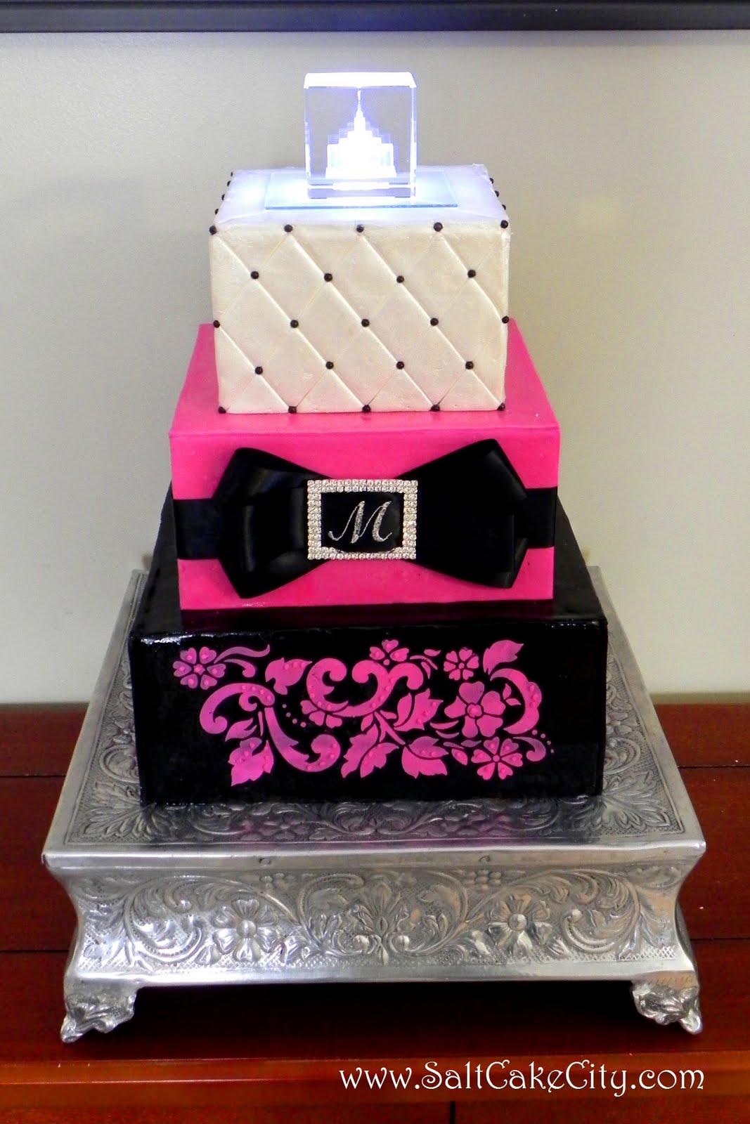 Fuchsia & Black Wedding Cake